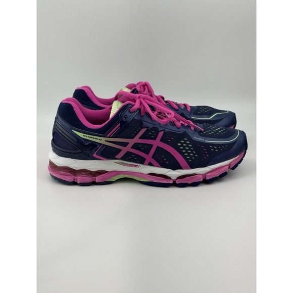 Asics Shoes - ASICS GEL-Kayano 22 Navy Pink Athletic Sneakers Knit Low Top T598N (D) Size 9